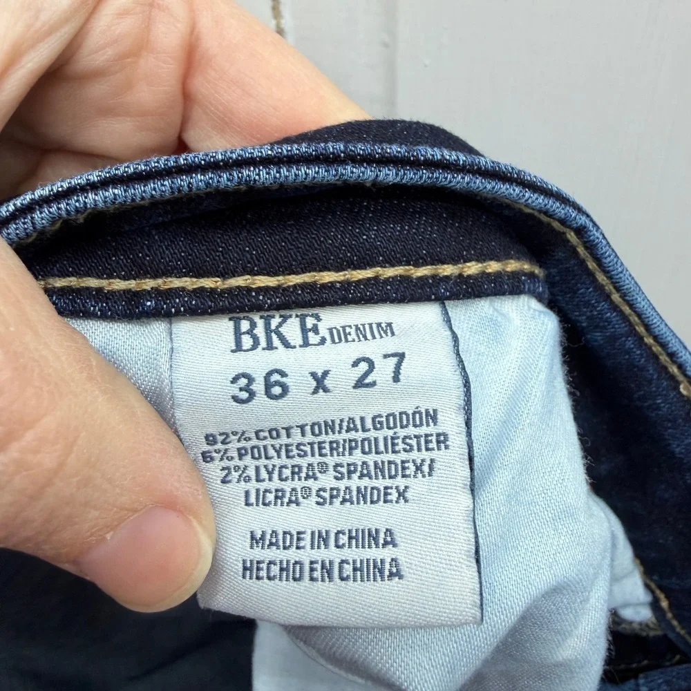 BKE Payton Womens 36 x 27 Mid Rise Ankle Skinny Denim Jeans Raw Frayed Hem